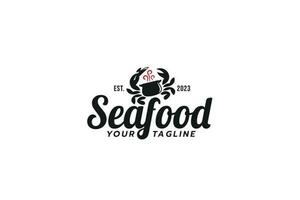 unique seafood logo with combination of crab and cauldron as the icon. vector