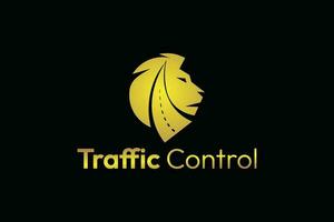 traffic control iconic logo design template vector