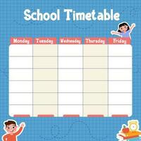 Flat funny template school timetable vector