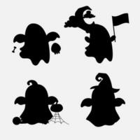 Halloween silhouette ghost character. Ghost in different poses vector