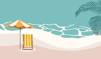 Summer background with umbrella, sea,chair.Vector summer banner vector