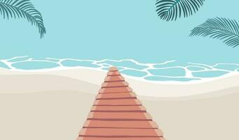 Summer background with sea and beach .Vector summer banner vector