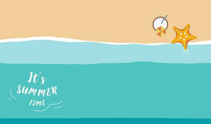 Summer background with sea and beach .Vector summer banner