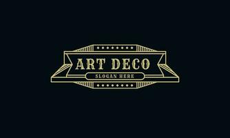 Vintage in art deco badge logo design. Retro style graphic design vector