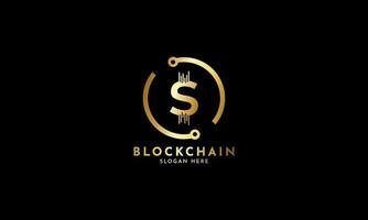 Crypto coin logos. Initial letter S logo, icon - Vector Digital money, block chain, finance symbol. Connect technology and digital, gold currency data concept for your corporate identity