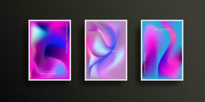 Set of covers design with vibrant gradient background templates. Colorful modern gradient template collection vector