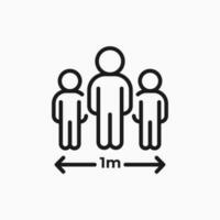 Maintain social distancing peep your distance 1 m or 1 meter to prevent from virus spreading and flu prevention. Coronavirus, social isolation and self quarantine concept. vector