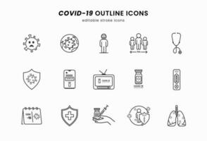 médico vacunación icono colocar. sencillo conjunto de coronavirus proteccion línea iconos símbolo para gráfico y web diseño colección icono protector medidas, vacunación de gente, vacuna en contra virus. vector