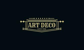 Vintage in art deco badge logo design. Retro style graphic design vector