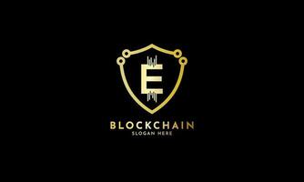 Crypto coin logos. Initial letter E logo, icon - Vector Digital money, block chain, finance symbol. Connect technology and digital, gold currency data concept for your corporate identity