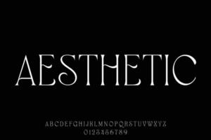 Aesthetic minimalist typeface display font vector. Thin luxury natural curved style typography design illustration vector