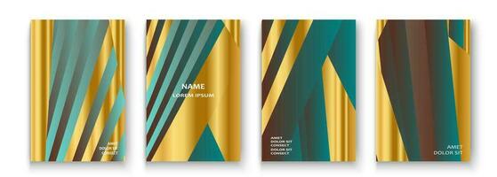 Trendy golden cover template. Vector illustration abstract background set. Modern design presentation, invitation, party, celebration, greeting, banner, event, poster, story, post, social media, flyer