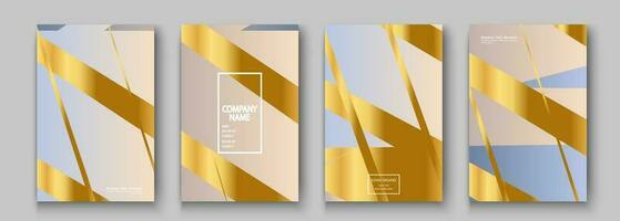 Trendy golden cover template. Vector illustration abstract background set. Modern design presentation, invitation, party, celebration, greeting, banner, event, poster, story, post, social media, flyer