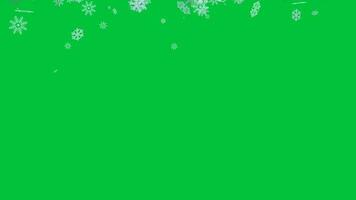3d snowflakes falling and spinning animation on green screen background video