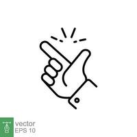 Easy icon. Simple outline style. Finger snapping, hand gesture, ok, yeah, thumb up, snap, success concept. Thin line symbol. Vector illustration isolated on white background. EPS 10.