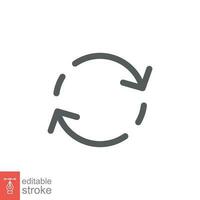 Reload, refresh icon. Simple outline style. Repeat, renew, rotate arrow, cyclic rotation, exchange concept. Thin line symbol. Vector illustration isolated on white background. Editable stroke EPS 10.