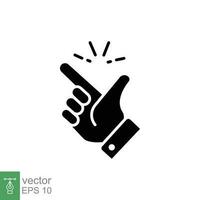 fácil icono. sencillo sólido estilo. dedo chasquido, mano gesto, OK, sí, pulgar arriba, quebrar, éxito concepto. negro silueta, glifo símbolo. vector ilustración aislado en blanco antecedentes. eps 10