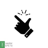 Easy icon. Simple solid style. Finger snapping, hand gesture, ok, yeah, thumb up, snap, success concept. Black silhouette, glyph symbol. Vector illustration isolated on white background. EPS 10.