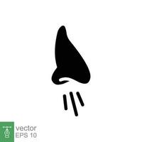 Runny nose icon. Simple solid style. Allergy, congestion, rhinitis, Allergic flu, cold, human nasal concept. Black silhouette, glyph symbol. Vector illustration isolated on white background. EPS 10.