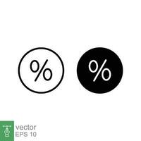 Percentage icon. Simple outline and solid style. Percent, discount, buy, offer, label, shopping, business concept. Thin line, glyph symbol. Vector illustration isolated on white background. EPS 10.