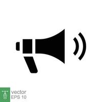 Megaphone icon. Simple solid style. Horn speaker, loud, scream, loudspeaker, marketing, business concept. Black silhouette, glyph symbol. Vector illustration isolated on white background. EPS 10.