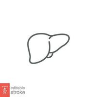 Liver icon. Simple outline style. Human organ, hepatic, health body function, medical, science concept. Thin line symbol. Vector illustration isolated on white background. Editable stroke EPS 10.