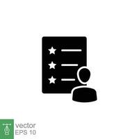 cliente satisfacción icono. sencillo sólido estilo. cliente, equipo, gente, cinco estrellas, clasificación, calidad concepto. negro silueta, glifo símbolo. vector ilustración aislado en blanco antecedentes. eps 10