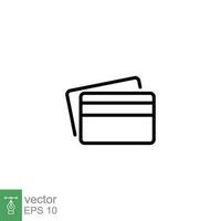 Credit card icon. Simple outline style. Two cards on top of each other, debit, bank, payment concept. Thin line symbol. Vector illustration isolated on white background. EPS 10.