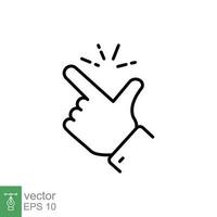 Easy icon. Simple outline style. Finger snapping, hand gesture, ok, yeah, thumb up, snap, success concept. Thin line symbol. Vector illustration isolated on white background. EPS 10.