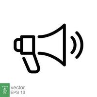 Megaphone icon. Simple outline style. Horn speaker, loud, scream, loudspeaker, marketing, business concept. Thin line symbol. Vector illustration isolated on white background. EPS 10.