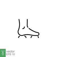 Massage flat feet icon. Simple outline style. Human foot, leg, side view, ankle, orthopedic, health concept. Thin line symbol. Vector illustration isolated on white background. EPS 10.