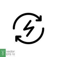 Energy backup power icon. Simple outline style. Power supply, generator, electricity, vehicle battery concept. Thin line symbol. Vector illustration isolated on white background. EPS 10.