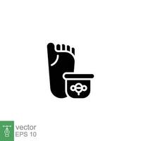 Foot care icon. Simple solid style. Feet massage aroma oil, pedicure spa woman feet, health contact. Black silhouette, glyph symbol. Vector illustration isolated on white background. EPS 10.