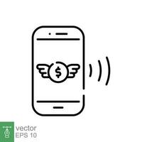 en línea pago con teléfono inteligente icono. sencillo sólido estilo. digital pago con teléfono, tecnología concepto. negro silueta, glifo símbolo. vector ilustración aislado en blanco antecedentes. eps 10