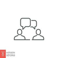 Speaking people icon. Simple outline style. Talk, speak, 2, two person with bubble speech, dialog concept. Thin line symbol. Vector illustration isolated on white background. Editable stroke EPS 10.