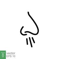 líquido nariz icono. sencillo contorno estilo. alergia, congestión, rinitis, alérgico gripe, frío, humano nasal concepto. Delgado línea símbolo. vector ilustración aislado en blanco antecedentes. eps 10