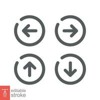 Arrow control button icon set. Simple outline style. Slider, left, right, up, down, navigation concept. Thin line symbol. Vector illustration isolated on white background. Editable stroke EPS 10.