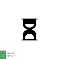 Hourglass timer icon. Simple solid style. Sandglass, wait, sand, clock, watch, old, time running concept. Black silhouette, glyph symbol. Vector illustration isolated on white background. EPS 10.