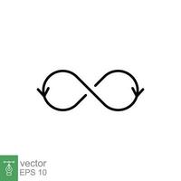 Infinite icon. Simple outline style. Infinity, arrow, unlimited, loop, endless, mobius, repetition concept. Thin line symbol. Vector illustration isolated on white background. EPS 10.