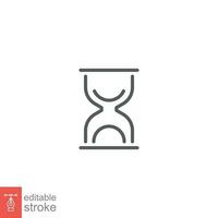 Hourglass timer icon. Simple outline style. Sandglass, wait, sand, clock, watch, old, time running concept. Thin line symbol. Vector illustration isolated on white background. Editable stroke EPS 10.