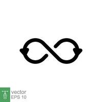 Infinite icon. Simple solid style. Infinity, arrow, unlimited, loop, endless, mobius, repetition concept. Black silhouette, glyph symbol. Vector illustration isolated on white background. EPS 10.