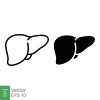 Liver icon. Simple outline and solid style. Human organ, hepatic, health body function, medical, science concept. Thin line, glyph symbol. Vector illustration isolated on white background. EPS 10.