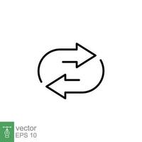 Double reverse arrow icon. Simple outline style. Exchange, switch, replace, return, trade, swap, repeat concept. Thin line symbol. Vector illustration isolated on white background. EPS 10.