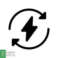 energía apoyo poder icono. sencillo sólido estilo. poder suministrar, generador, electricidad, vehículo batería concepto. negro silueta, glifo símbolo. vector ilustración aislado en blanco antecedentes. eps 10