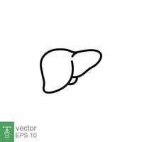 Liver icon. Simple outline style. Human organ, hepatic, health body function, medical, science concept. Thin line symbol. Vector illustration isolated on white background. EPS 10.