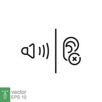 Soundproofing icon. Simple outline style. Insulation, sound, noise, barrier, human ear, acoustic, isolation concept. Thin line symbol. Vector illustration isolated on white background. EPS 10.