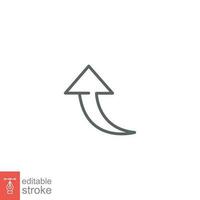 Curve arrow upward icon. Simple outline style. Up arrow, curvy, increase, top point, direction concept. Thin line symbol. Vector illustration isolated on white background. Editable stroke EPS 10.