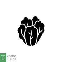 Lettuce vegetable icon. Simple solid style. Leaf, salad, plant, foliage, leaves, healthy, diet, food concept. Black silhouette, glyph symbol. Vector illustration isolated on white background. EPS 10.