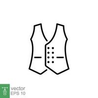 Waistcoat icon. Simple outline style. Fashion vest, office man suite, technical drawing of garment concept. Thin line symbol. Vector illustration isolated on white background. EPS 10.