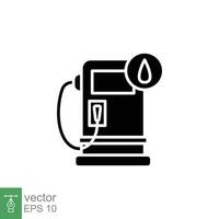 gas estación icono. sencillo sólido estilo. gasolina, coche combustible, gasolina bomba, petróleo servicio, repostar concepto. negro silueta, glifo símbolo. vector ilustración aislado en blanco antecedentes. eps 10